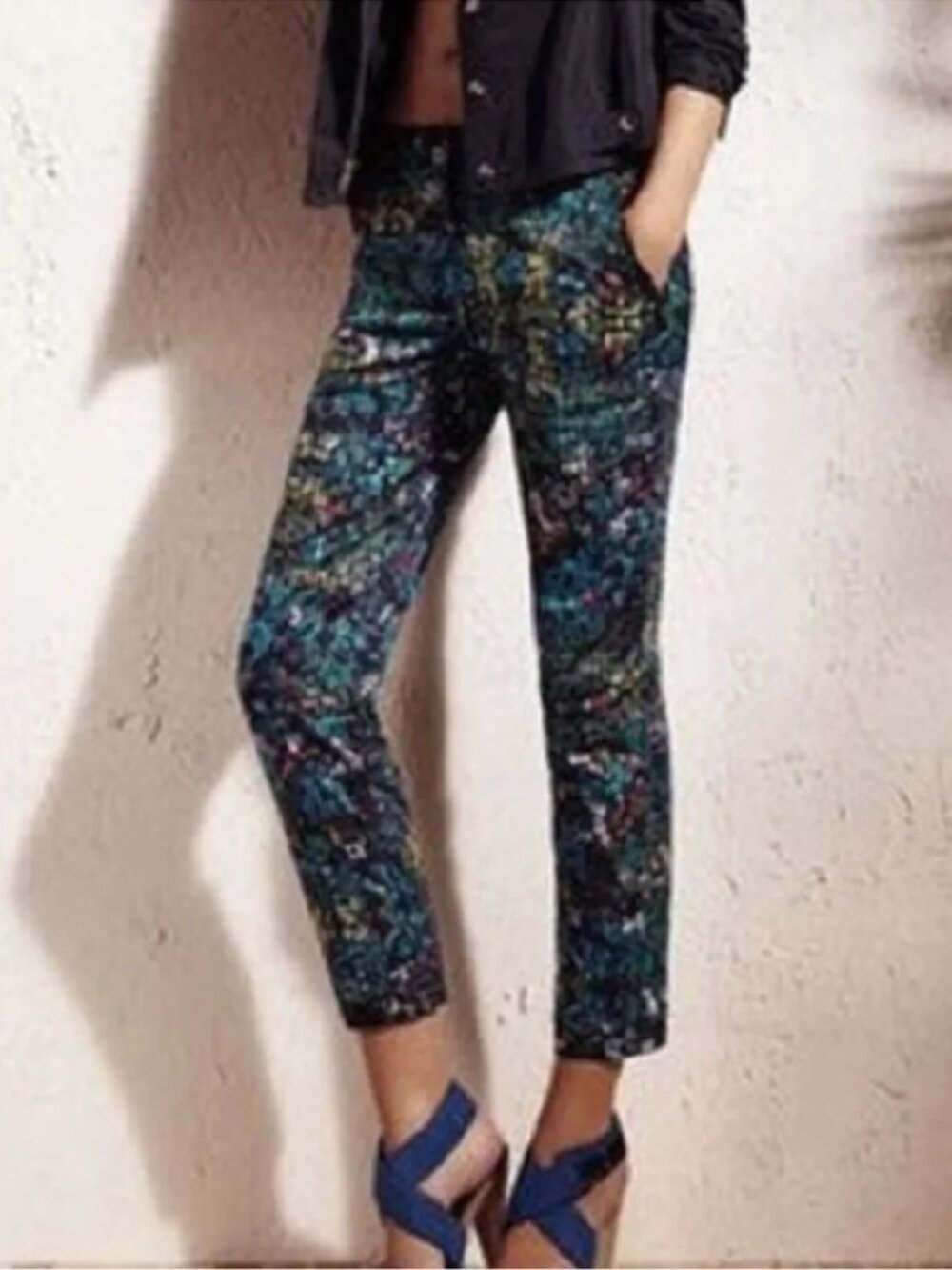 DEREK LAM for Design Nation Rio Multicolor Cropped Skinny Stretch Pants Size 10